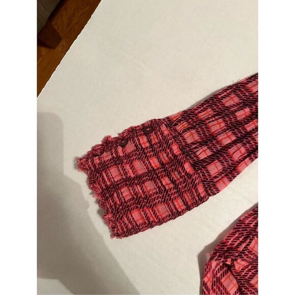 Free People Plaid Miles Tuxedo Shirt Size S in Pink Combo MSRP$128 NWT F20T07506 - Picture 5 of 6